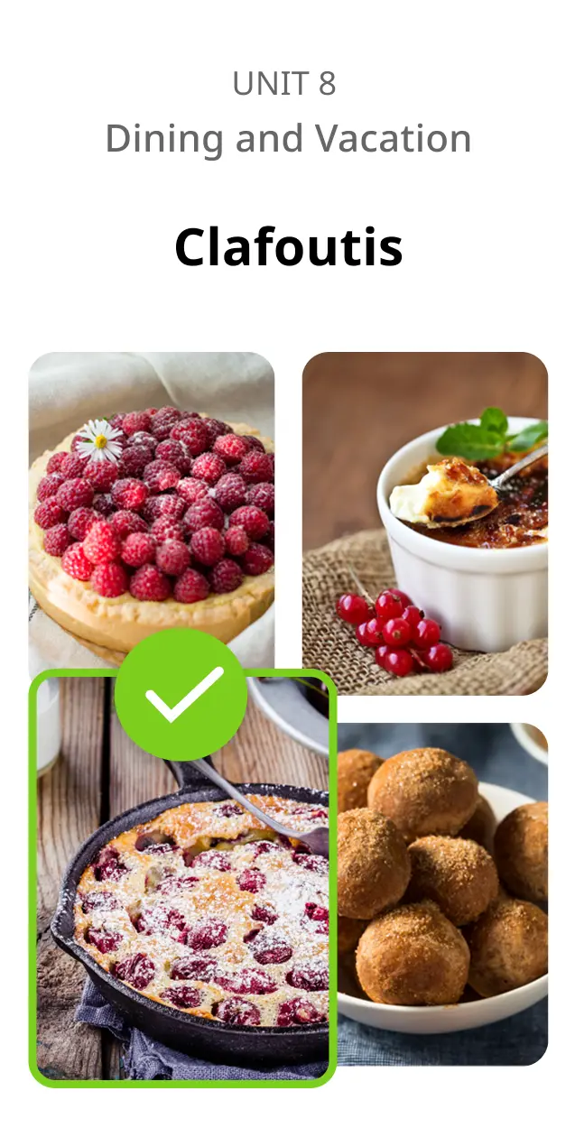 Una unidad de aprendizaje de idiomas de Rosetta Stone mostrada en pantalla